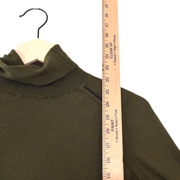 100% Merino Wool Banana Republic Sweater Olive Green Turtleneck Sweater XS Y2K - Picture 6 of 8